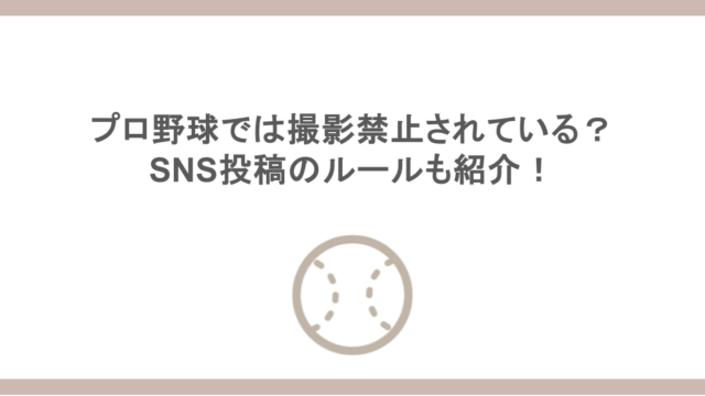 プロ野球では撮影禁止されている？SNS投稿のルールも紹介！